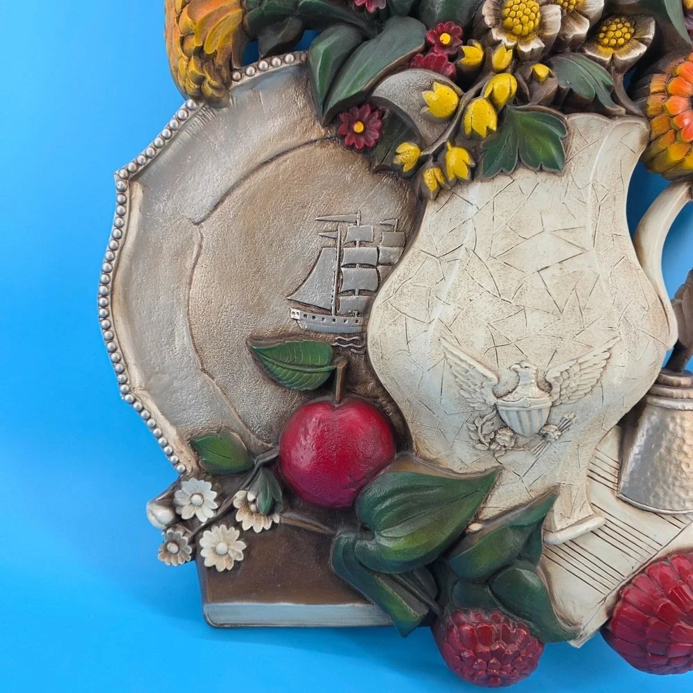 MCM SYROCO 7287 Wall Art Vase Flowers Ship Eagle 26